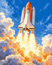 Cargar imagen en el visor de la galería, Pintar por numeros Figured'Art - Lanzamiento del transbordador espacial