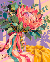 Cargar imagen en el visor de la galería, Pintar por numeros Figured'Art - Ramo de proteas en un jarrón de cristal