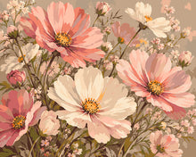 Cargar imagen en el visor de la galería, Pintar por numeros Figured'Art - Ramo romántico de cosmos en tonos pastel
