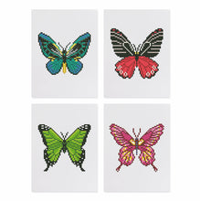 Cargar imagen en el visor de la galería, Mini Diamond Painting 15x20cm (4 piezas) - Alas Vibrantes: Un Cuarteto de Mariposas