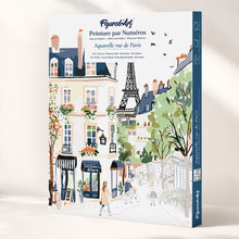 Cargar imagen en el visor de la galería, Kit Regalo Pintura por números - Calle de París en Acuarela Figured'Art