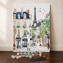 Cargar imagen en el visor de la galería, Kit Regalo Pintura por números - Calle de París en Acuarela