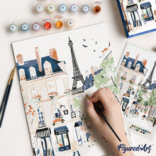 Cargar imagen en el visor de la galería, Kit Regalo Pintura por números - Calle de París en Acuarela