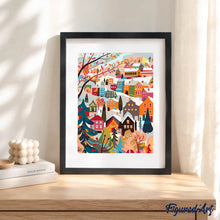 Cargar imagen en el visor de la galería, Kit Regalo Pintura por números - Pueblo Invernal Colorido