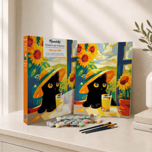 Cargar imagen en el visor de la galería, Kit Regalo Pintura por números - Gato Negro de Verano