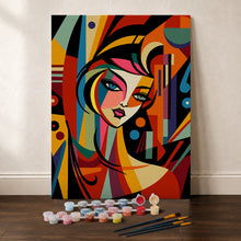Cargar imagen en el visor de la galería, Kit Regalo Pintura por números - Mujer Abstracta