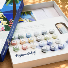 Cargar imagen en el visor de la galería, Kit Regalo Pintura por números - Escapada a Santorini