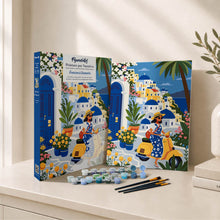 Cargar imagen en el visor de la galería, Kit Regalo Pintura por números - Escapada a Santorini