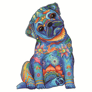 Puzzle de madera - Pug Azul