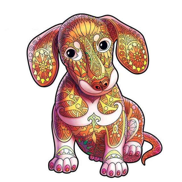 Puzzle de madera - Cachorro de Dachshund Estampado