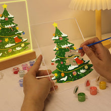 Cargar imagen en el visor de la galería, Pintar por números - Soporte de madera con Luz LED 15x20cm - Árbol de Navidad