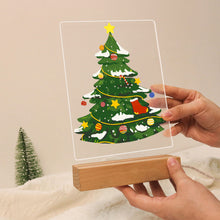 Cargar imagen en el visor de la galería, Pintar por números - Soporte de madera con Luz LED 15x20cm - Árbol de Navidad