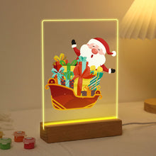 Cargar imagen en el visor de la galería, Pintar por números - Soporte de madera con Luz LED 15x20cm - Papá Noel 01