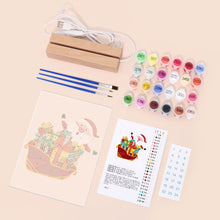 Cargar imagen en el visor de la galería, Pintar por números - Soporte de madera con Luz LED 15x20cm - Papá Noel 01