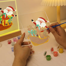 Cargar imagen en el visor de la galería, Pintar por números - Soporte de madera con Luz LED 15x20cm - Papá Noel 01