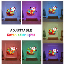 Cargar imagen en el visor de la galería, Pintar por números - Soporte de madera con Luz LED 15x20cm - Papá Noel 01