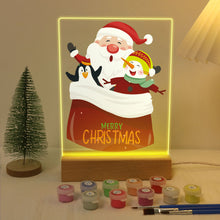 Cargar imagen en el visor de la galería, Pintar por números - Soporte de madera con Luz LED 15x20cm - Papá Noel 02