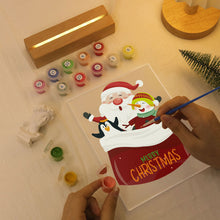 Cargar imagen en el visor de la galería, Pintar por números - Soporte de madera con Luz LED 15x20cm - Papá Noel 02