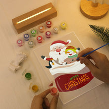 Cargar imagen en el visor de la galería, Pintar por números - Soporte de madera con Luz LED 15x20cm - Papá Noel 02