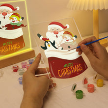 Cargar imagen en el visor de la galería, Pintar por números - Soporte de madera con Luz LED 15x20cm - Papá Noel 02