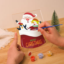 Cargar imagen en el visor de la galería, Pintar por números - Soporte de madera con Luz LED 15x20cm - Papá Noel 02