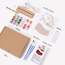 Cargar imagen en el visor de la galería, Pintar por números - Soporte de madera con Luz LED 15x20cm - Papá Noel 02