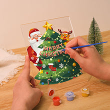 Cargar imagen en el visor de la galería, Pintar por números - Soporte de madera con Luz LED 15x20cm - Papá Noel 03
