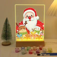 Cargar imagen en el visor de la galería, Pintar por números - Soporte de madera con Luz LED 15x20cm - Papá Noel 04