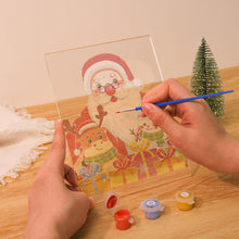 Cargar imagen en el visor de la galería, Pintar por números - Soporte de madera con Luz LED 15x20cm - Papá Noel 04
