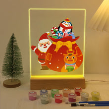 Cargar imagen en el visor de la galería, Pintar por números - Soporte de madera con Luz LED 15x20cm - Papá Noel 05