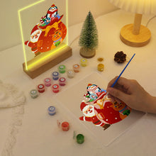 Cargar imagen en el visor de la galería, Pintar por números - Soporte de madera con Luz LED 15x20cm - Papá Noel 05