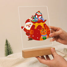 Cargar imagen en el visor de la galería, Pintar por números - Soporte de madera con Luz LED 15x20cm - Papá Noel 05
