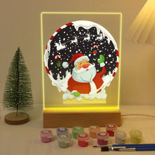 Cargar imagen en el visor de la galería, Pintar por números - Soporte de madera con Luz LED 15x20cm - Papá Noel 06