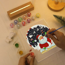 Cargar imagen en el visor de la galería, Pintar por números - Soporte de madera con Luz LED 15x20cm - Papá Noel 06