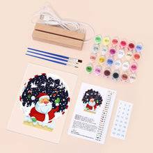 Cargar imagen en el visor de la galería, Pintar por números - Soporte de madera con Luz LED 15x20cm - Papá Noel 06