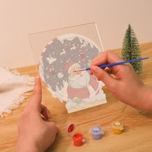 Cargar imagen en el visor de la galería, Pintar por números - Soporte de madera con Luz LED 15x20cm - Papá Noel 06