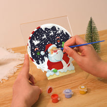 Cargar imagen en el visor de la galería, Pintar por números - Soporte de madera con Luz LED 15x20cm - Papá Noel 06