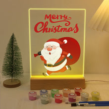 Cargar imagen en el visor de la galería, Pintar por números - Soporte de madera con Luz LED 15x20cm - Papá Noel 07