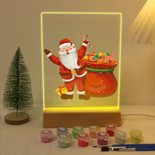 Cargar imagen en el visor de la galería, Pintar por números - Soporte de madera con Luz LED 15x20cm - Papá Noel 08