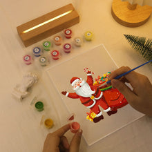 Cargar imagen en el visor de la galería, Pintar por números - Soporte de madera con Luz LED 15x20cm - Papá Noel 08