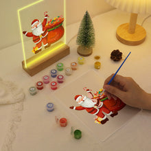 Cargar imagen en el visor de la galería, Pintar por números - Soporte de madera con Luz LED 15x20cm - Papá Noel 08