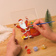 Cargar imagen en el visor de la galería, Pintar por números - Soporte de madera con Luz LED 15x20cm - Papá Noel 08