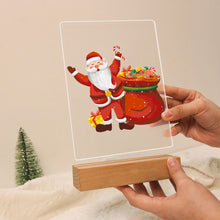 Cargar imagen en el visor de la galería, Pintar por números - Soporte de madera con Luz LED 15x20cm - Papá Noel 08