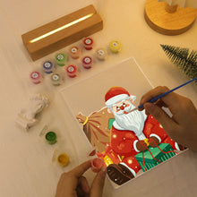 Cargar imagen en el visor de la galería, Pintar por números - Soporte de madera con Luz LED 15x20cm - Papá Noel 09