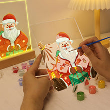 Cargar imagen en el visor de la galería, Pintar por números - Soporte de madera con Luz LED 15x20cm - Papá Noel 09