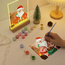 Cargar imagen en el visor de la galería, Pintar por números - Soporte de madera con Luz LED 15x20cm - Papá Noel 09