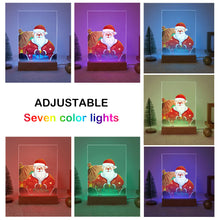 Cargar imagen en el visor de la galería, Pintar por números - Soporte de madera con Luz LED 15x20cm - Papá Noel 09