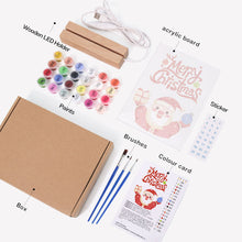 Cargar imagen en el visor de la galería, Pintar por números - Soporte de madera con Luz LED 15x20cm - Papá Noel 10