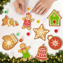Cargar imagen en el visor de la galería, Decoraciones de Navidad Pintura por Números - Kit Dulces de Pan de Jengibre y Copos de Nieve