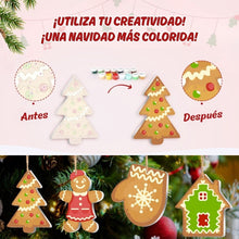 Cargar imagen en el visor de la galería, Decoraciones de Navidad Pintura por Números - Kit Dulces de Pan de Jengibre y Copos de Nieve